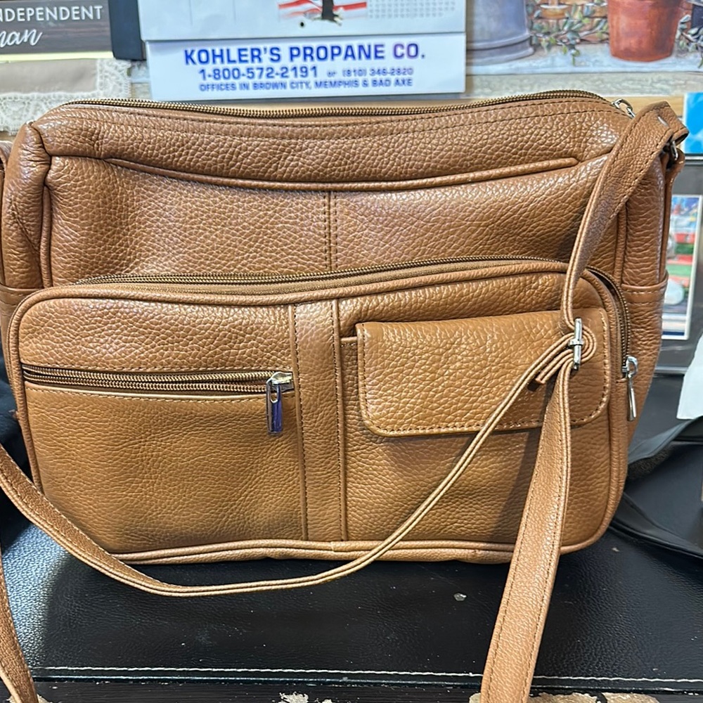 Brown Leather Messenger Bag with Long Strap
